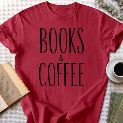 Books & Coffee Tee — Cardinal Red