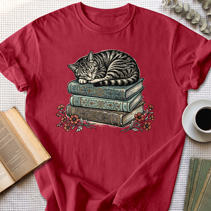 Sleeping Cat Tee — Cardinal Red