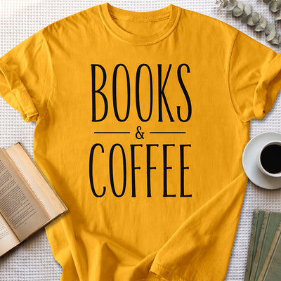 Books & Coffee Tee — Gold