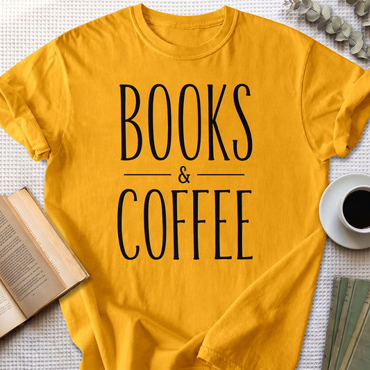 Books & Coffee Tee — Gold