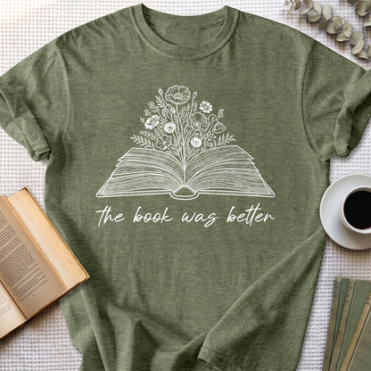 The Book Was Better Tee — Heather Military Green
