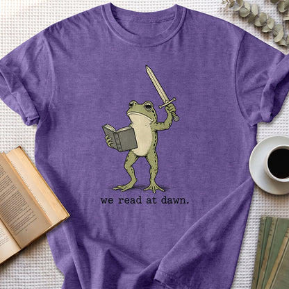 We Read At Dawn Tee — Heather Purple