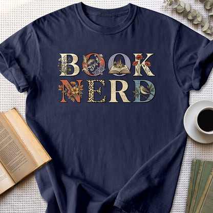 Book Nerd Floral Tee — Navy