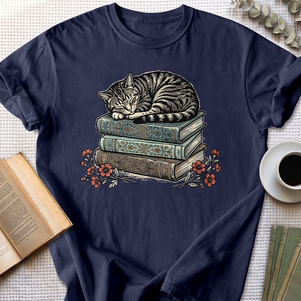 Sleeping Cat Tee — Navy
